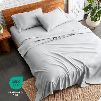 Bare Home Split King Sheet Set - 1800 Ultra-Soft Microfiber Bed Sheets - Double Brushed - Deep Pockets - Easy Fit - 5 Piece Set - Bedding Sheets & Pillowcases (Split King, French Grey)