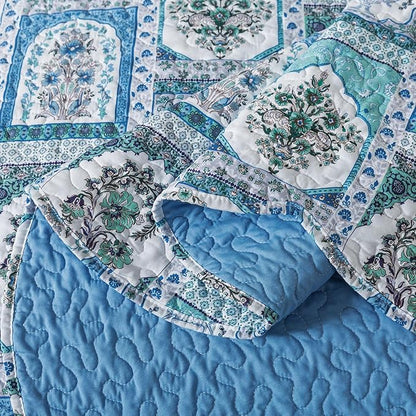 HoneiLife King Quilt Bedding Sets - 3 Piece Microfiber Quilt Set Rustic Bedspread Set Floral Coverlet Sets for King Bed
