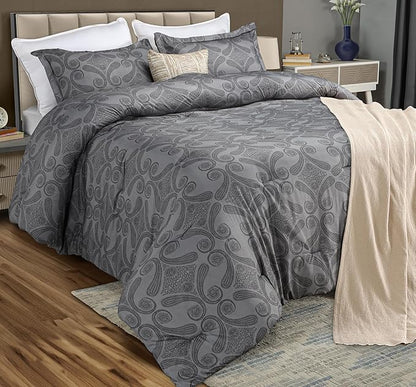 Queen Comforter Set 3 Piece Paisley Grey by Utopia Bedding Floral Comforters Queen Size Bedding Comforters Set Down Alternative Soft Bed Set 1 Comforter(88 x 88 inches) 2 Pillow Shams(20 x 26 inches)