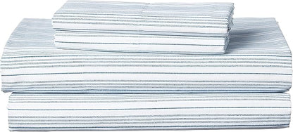 Nautica - Queen Sheets, Cotton Percale Bedding Set, Crisp & Cool, Coastal Home Decor (Beaux Stripe Navy, Queen)