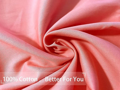 iMaylex Soft 100% Egyptian Cotton Zipper Closure Pillowcases, Cozy and Lightweight Pillow Case, Set of 2, Coral Pink, Queen, 20" x 30"