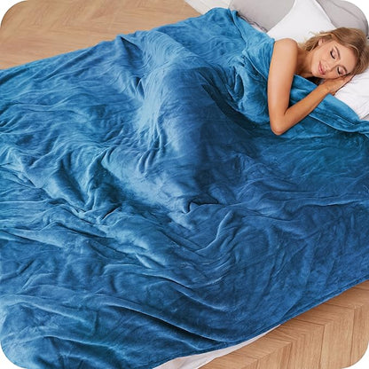 Electric Heated Blanket King Size 90"×100", Comfortable & Luxurious Flannel, 4 Heating Levels & 10 H Auto Shut Off, Lake Blue