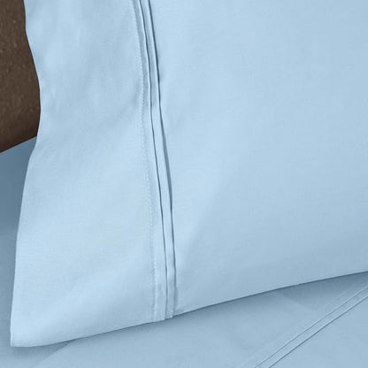 Superior 1200 Thread Count 100% Egyptian Cotton, Soft and Breathable, 2-Piece King Pillowcase Set Solid, Light Blue