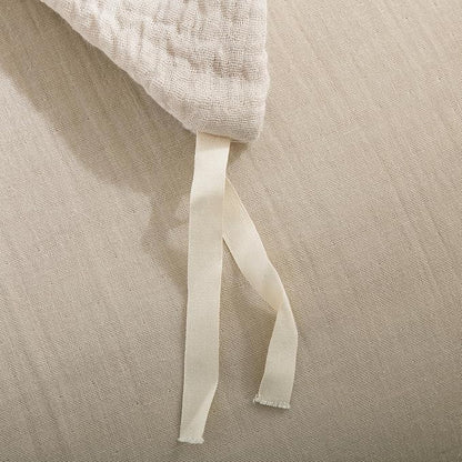 VM VOUGEMARKET Beige Duvet Cover Queen Size - 3 Pieces Muslin Cotton 3-Layer Guaze Textured Bedding Set,Includes 1 Duvet Cover 90x90 Inches with Zipper Closure & 2 Pillowcases