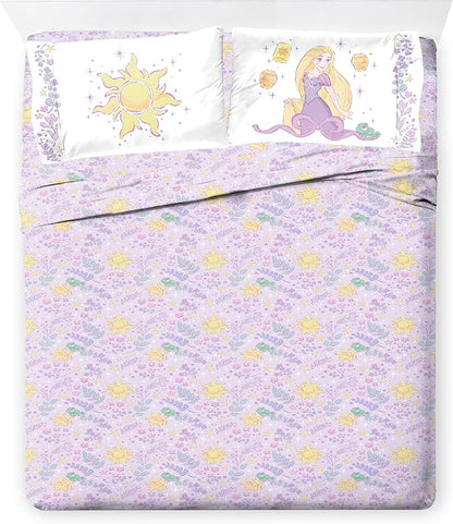 Jay Franco Kids Comforter Set Includes Sheets and Pillow Covers - Soft and Cozy Bed Set for Stylish Room Decor, Purple - Disney Princess Rapunzel, 7 Piece Full Size Bedding