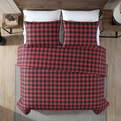 Eddie Bauer - Twin Comforter Set, Reversible Cotton Bedding with Matching Sham, Medium-Weight for Year Round Use, Dorm Essentials (Red/Black)