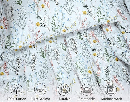 RUVANTI 100% Cotton Sheets – Twin Size Percale Bedding, Cooling & Breathable Floral Design, Durable with a Crisp, Soft & Comfortable Feel, 16" Deep Pocket, 3-Piece Set, Aroma