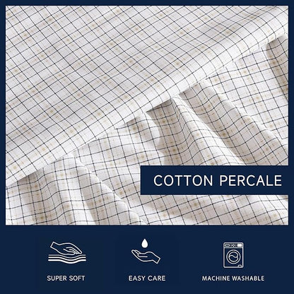 Nautica - Twin XL Sheets, Premium Cotton Percale Bedding Set, Plaid Home Decor, Oeko-Tex Certified (Malor Plaid Blue, Twin XL)