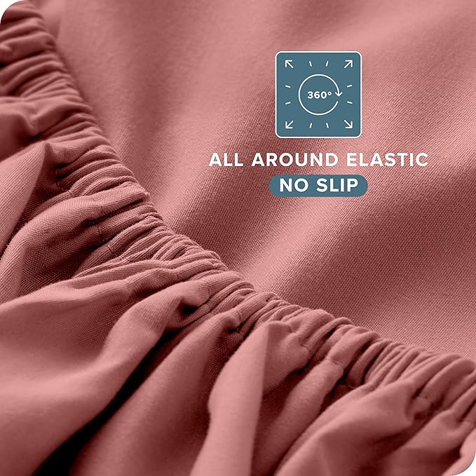 Bare Home King Sheet Set - 1800 Ultra-Soft Microfiber King Bed Sheets - Double Brushed - Deep Pockets - Easy Fit - 4 Piece Set - Bedding Sheets & Pillowcases (King, Dusty Rose)