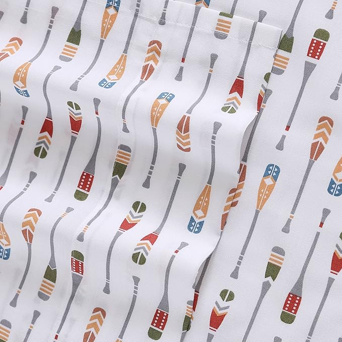 Eddie Bauer - King Sheets, Cotton Percale Bedding Set, Crisp & Cool Home Decor (Canoe Lake Paddle, King)