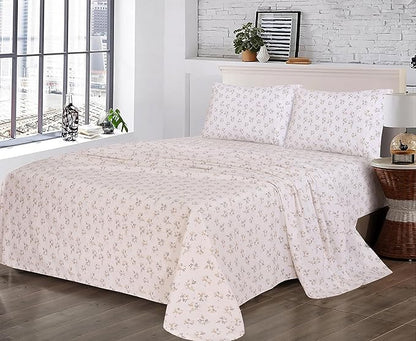 RUVANTI 100% Cotton Sheets – King Size Percale Bedding, Cooling & Breathable Floral Design, Durable with a Crisp, Soft & Comfortable Feel, 16" Deep Pocket, 4-Piece Set, Twin Spring