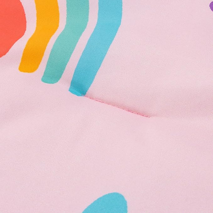 Btargot Lightweight Soft 3 Piece Rainbow Comforter Set with 2 Pillow Covers, Cartoon Love Hearts Flowers and Sun Moon Star Bedding Set for Girls Boys Kids, Twin Blush