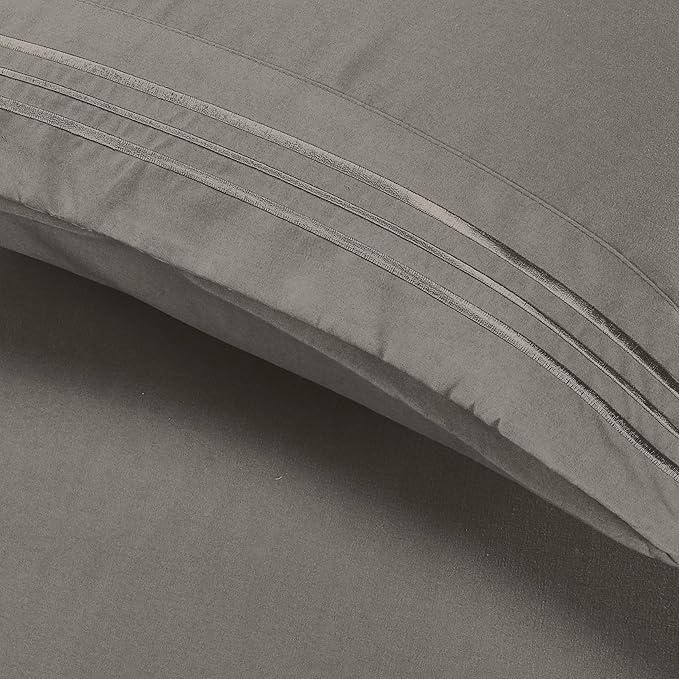 Elegant Comfort Luxury Ultra-Soft 2-Piece Pillowcase Set - 1500 Premium Hotel Quality Microfiber Double Brushed - Wrinkle Resistant, King, Grey