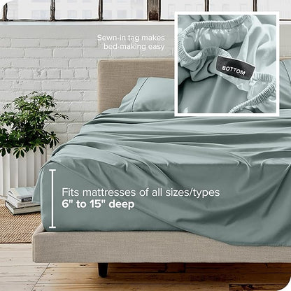 Bare Home Split Head Flex King Sheet Set - 1800 Ultra-Soft Microfiber Bed Sheets - Double Brushed - Deep Pockets - Easy Fit - 4 Piece Set - Bedding Sheets & Pillowcases (Sea Spray)