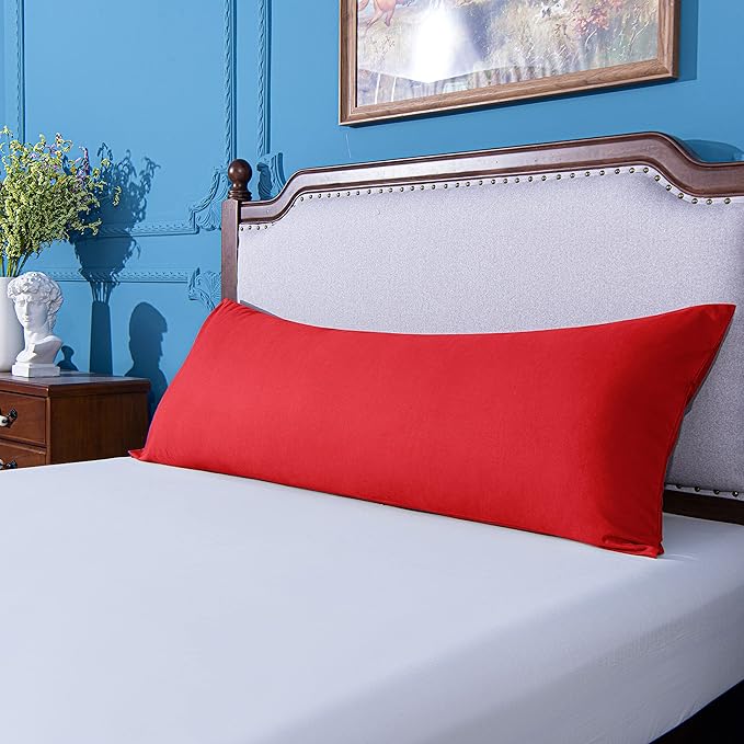NTBAY Body Pillowcase - Brushed Microfiber 20x54 Pillowcase - Soft, Wrinkle-Free, Fade-Resistant, Stain-Resistant, Red Body Pillow Cover with Envelope Closure - 20x54 Inches, Red