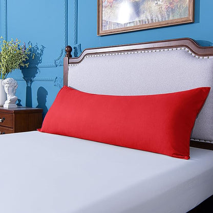 NTBAY Body Pillowcase - Brushed Microfiber 20x54 Pillowcase - Soft, Wrinkle-Free, Fade-Resistant, Stain-Resistant, Red Body Pillow Cover with Envelope Closure - 20x54 Inches, Red