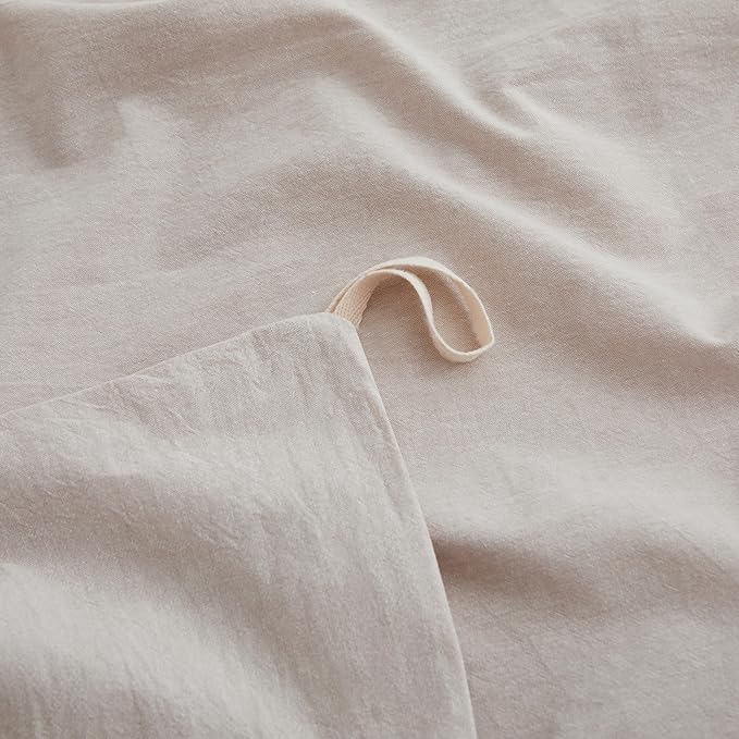Linen Light Grey Duvet Cover Full Size, 100% Washed Cotton Linen Like Bedding Set with Zipper Closure (No Comforter), 80x90 Inches