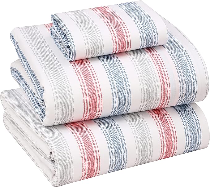 RUVANTI 100% Cotton Sheets – Twin XL Size Percale Bedding, Cooling & Breathable Floral Design, Durable with a Crisp, Soft & Comfortable Feel, 16" Deep Pocket, 3-Piece Set, Times