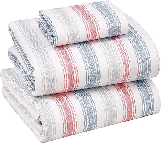 RUVANTI 100% Cotton Sheets – Twin XL Size Percale Bedding, Cooling & Breathable Floral Design, Durable with a Crisp, Soft & Comfortable Feel, 16" Deep Pocket, 3-Piece Set, Times