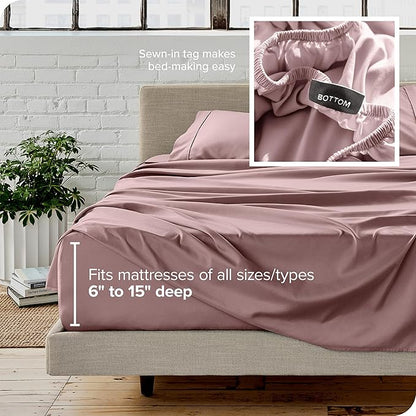 Bare Home Full Sheet Set - 1800 Ultra-Soft Microfiber Full Bed Sheets - Double Brushed - Deep Pockets - Easy Fit - 4 Piece Set - Bedding Sheets & Pillowcases (Full, Mauve)