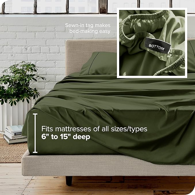 Bare Home Full Sheet Set - 1800 Ultra-Soft Microfiber Full Bed Sheets - Double Brushed - Deep Pockets - Easy Fit - 4 Piece Set - Bedding Sheets & Pillowcases (Full, Cypress)