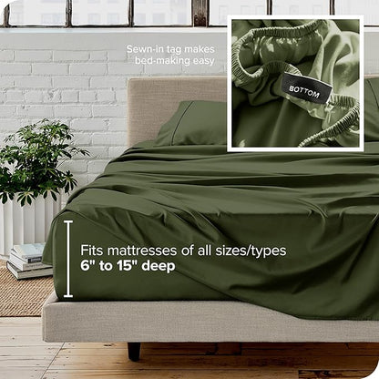 Bare Home Full XL Sheet Set - 1800 Ultra-Soft Microfiber Full Extra Long Bed Sheets - Double Brushed - Deep Pockets - Easy Fit - 4 Piece Set - Bedding Sheets & Pillowcases (Full XL, Cypress)