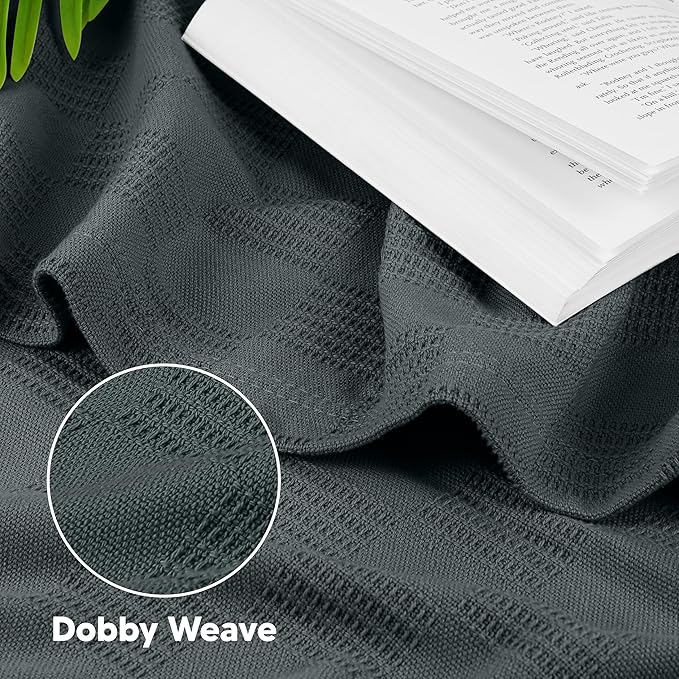 Utopia Bedding Smoke Gray 100% Cotton Blanket [Big Size - 120x120 Inch] Lightweight, Soft and Breathable Thermal Blanket for All Seasons
