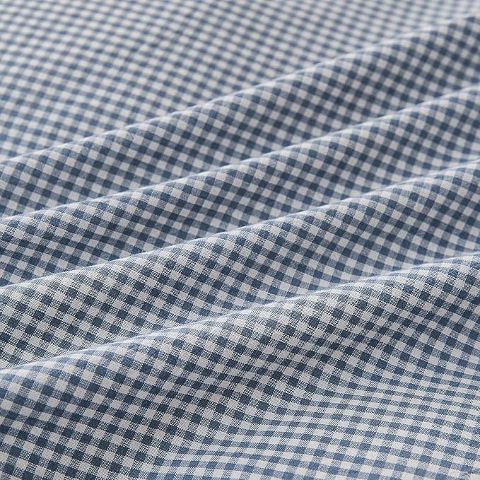 EAVD Modern Style Gingham Duvet Cover Twin Soft 100% Washed Cotton Blue and White Plaid Duvet Cover Set with 2 Pillowcases Reversible Farmhouse Geometric Checkered Bedding Set with Zipper