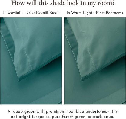 California Design Den Deep Pocket King Sheet Set - Natural 100% Cotton Sheets King Size, Soft Sateen Weave, Breathable and Durable Bedding Set Teal (Deep Tone)