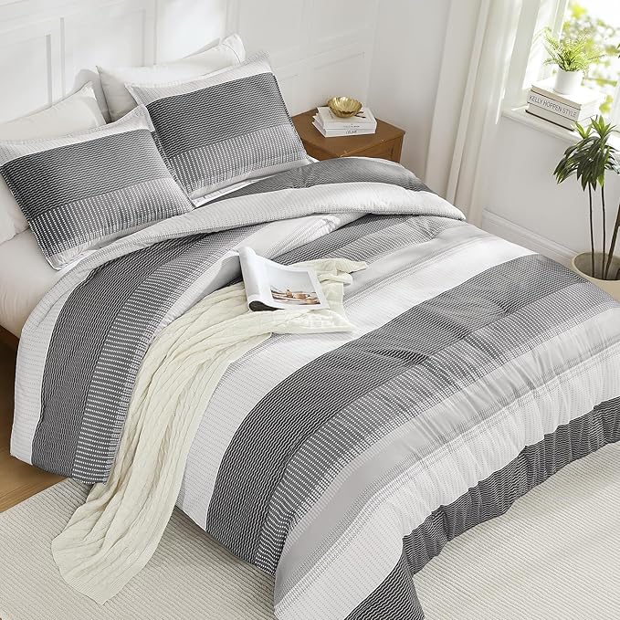 Litanika King Comforter Set Dark Grey - 3 Pieces Lightweight Fluffy Bedding Comforter Sets, All Season Down Alternative Comforter (1 Comforter, 2 Pillowcases)