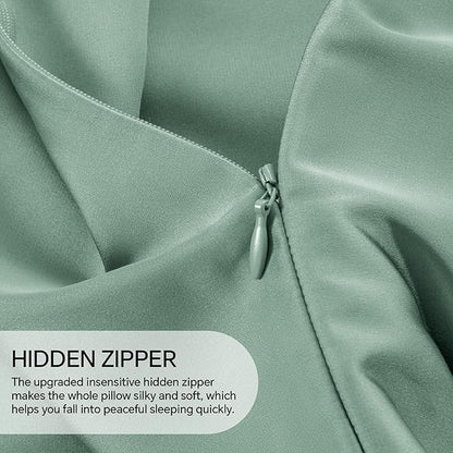 INFIIXSO Mulberry Silk Pillowcase for Hair and Skin, Silk Pillow Cases Queen Size Set of 2 with Hidden Zipper 20x30 Inches, Smooth and Soft Cooling Pillow Cases for Hot Sleepers(Mint Green, 2 Pack)