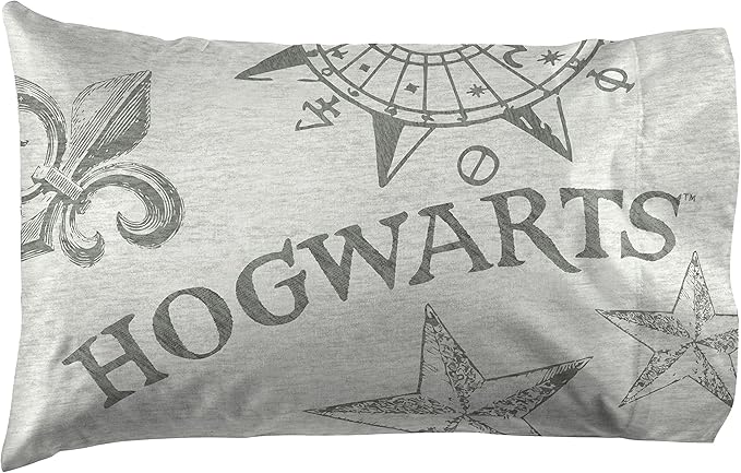Jay Franco Kids Sheet Set with Fitted, Flat Sheets & Pillow Cover - Ultra-Soft Bedding with Pillowcase for Room Decor, Gray - Harry Potter, 3 Piece Twin