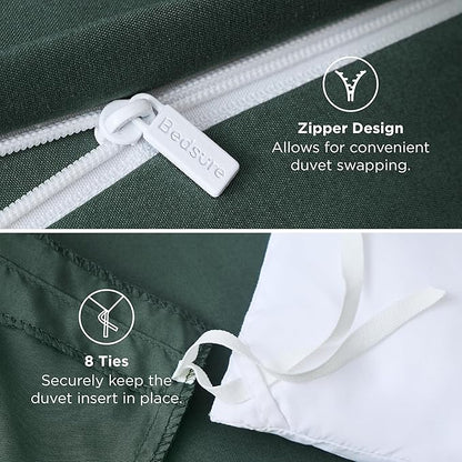 Bedsure Duvet Cover King Size - Soft Double Brushed Bedding Set for Kids & Adults, Zipper Closure, 3 Pieces, Includes 1 Duvet Cover (104"x90") & 2 Pillow Shams, NO Comforter, Forest Green