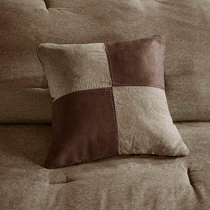 Madison Park Boone Cozy Comforter Set, Faux Suede, Deluxe Hotel Styling All Season Down Alternative Bedding Matching Shams, Decorative Pillow, California King (104 in x 92in), Rustic Brown 7 Piece