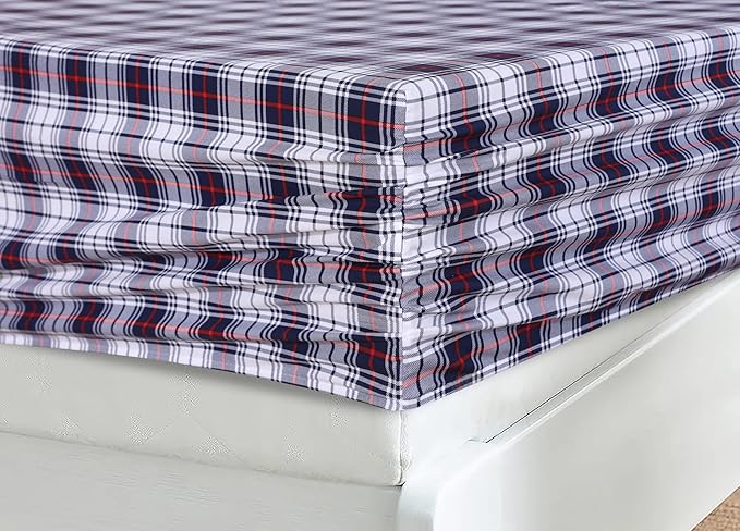 RUVANTI 100% Cotton Sheets – Queen Size Percale Bedding, Cooling & Breathable Floral Design, Durable with a Crisp, Soft & Comfortable Feel, 16" Deep Pocket, 4-Piece Set, Prussian