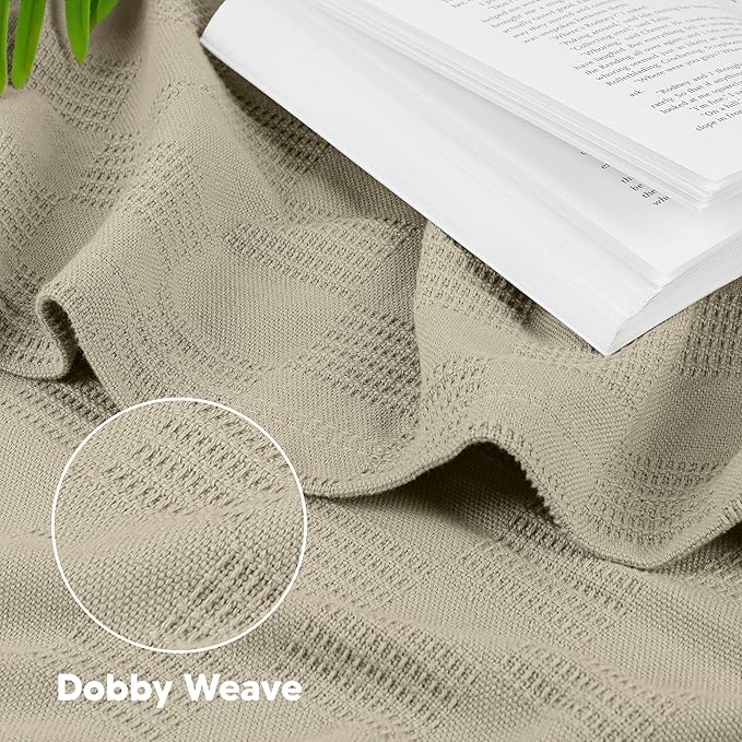 Utopia Bedding Khaki 100% Cotton Blanket [Full Size - 90x84 Inch] Lightweight, Soft and Breathable Thermal Blanket for All Seasons
