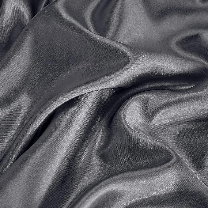 CozyLux Satin Sheets Full Size Sheets - 6 Piece Silky Full Size Bed Sheets, Luxury Dark Grey Full Bed Set with Smooth and Soft Microfiber, Includes 1 Fitted Sheet, 1 Flat Sheet and 4 Pillowcases