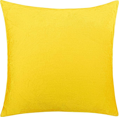 NTBAY Velvet Square Zippered Throw Pillow Cover, Super Soft and Luxury Decorative Euro Cushion Cover for Sofa, Couch, 24x24 Inches, Yellow