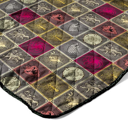 Northwest Warner Bros Game of Thrones Symbolic Sigils Quilted Throw Blanket, Fantasy House Emblems, Adults Boys Girls, Soft Lightweight Bedding for Bed, or Couch, 60 x 80 inches