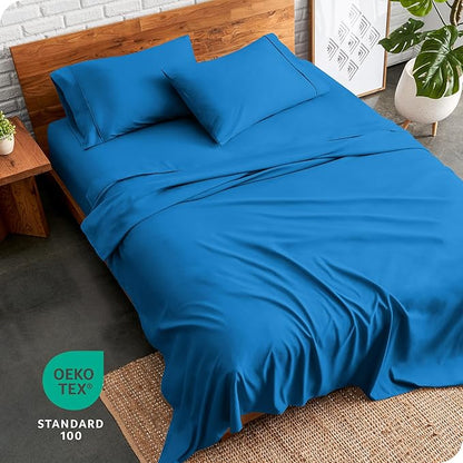 Bare Home King Sheet Set - 1800 Ultra-Soft Microfiber King Bed Sheets - Double Brushed - Deep Pockets - Easy Fit - 4 Piece Set - Bedding Sheets & Pillowcases (King, Medium Blue)