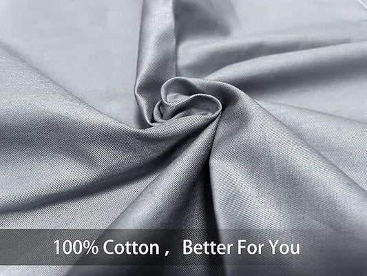 iMaylex Soft 100% Egyptian Cotton Zipper Pillow Case, Cozy and Lightweight Pillowcase, Set of 2, Light Grey, Standard, 20" x 26"