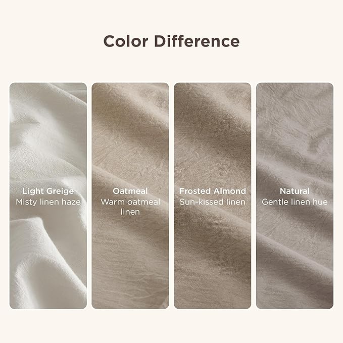 Bedsure 100% Washed Cotton Duvet Cover King Size - Natural Minimalist Bedding Set Linen Like - PureWoven Plain Simple & Soft Comforter Cover for All Seasons (Natural, King, 104"x90")