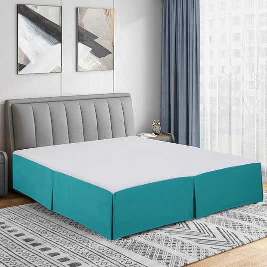 Cathay Home Double Brushed Microfiber Pleated Easy Fit Bed Skirt, Ultra Soft, Fade and Wrinkle Resistant - Larkspur Blue, Full
