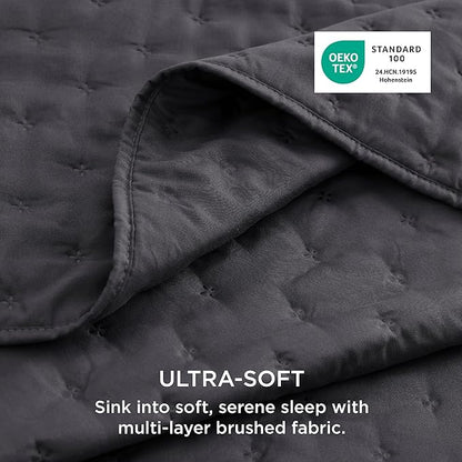Bedsure California King Quilt - Charcoal Bedspread California King Size & Lightweight Comforter, Modern Coverlet with Clover Pattern, Ultra Soft All-Season Bedding, 111x106 Inches | Stitch-Free Quilting, Ultra Soft, Lightweight, Machine Washable, Pet-F...