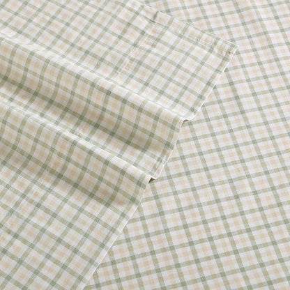 Nautica - King Size Sheets Set, Crisp & Tailored Coastal Bedding with a Smooth Cotton Percale, Bed Sheets with Matching Pillowcases & Fitted Sheet (Calm Seas Gingham Green)