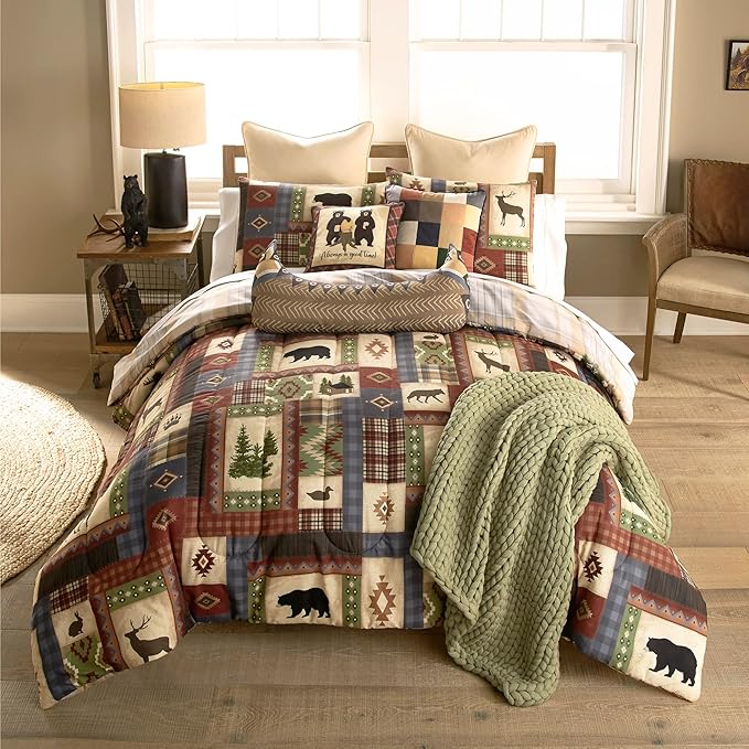 Donna Sharp Queen Bedding Set - 3 Piece - Forest Grove Lodge Comforter Set with Queen Comforter and Two Standard Pillow Shams - Machine Washable