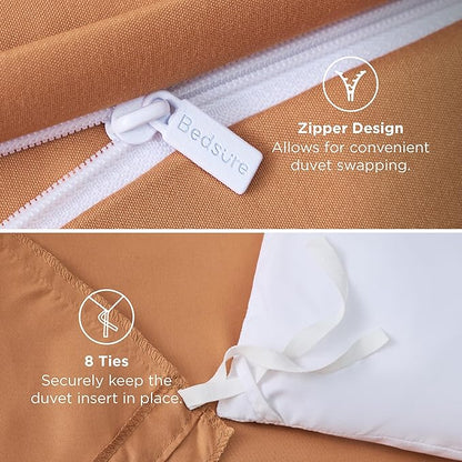 Bedsure Duvet Cover California King Size - Soft Double Brushed Bedding Set for Kids & Adults, Zipper Closure, 3 Pieces, Includes 1 Duvet Cover (104"x98") & 2 Pillow Shams, NO Comforter, Burnt Orange