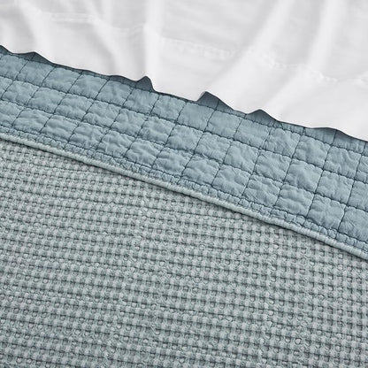 Levtex Home Mills Waffle King/Cal King Quilt Set (106x92in) with 2 Pillow Shams (36x20in) - Chambray - Cotton Waffle King Size Quilt Bedding Set - Lightweight, Soft, Pre-Washed