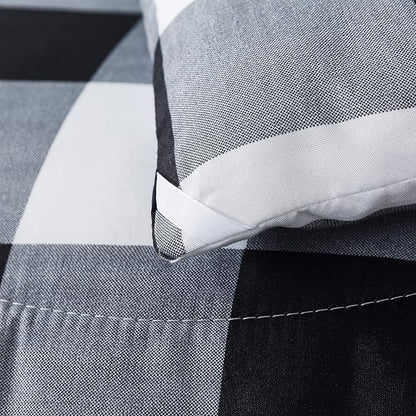 Caressma Buffalo Plaid Comforter Set Queen, Black White Buffalo Plaid Comforter Bedding Set for All Seasons, Classic Gingham Pattern Print Soft Microfiber 3 Pieces Comforter with Pillowcases