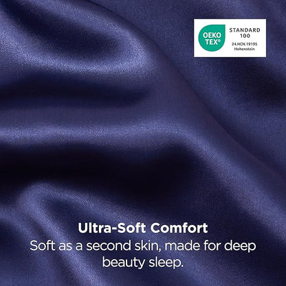 Bedsure King Size Satin Pillowcase Set of 2 - Navy Silky Pillow Cases for Hair and Skin with Envelope Closure, Similar to Silk Pillow Cases, Gifts for Women Men, 20x36 Inches, 2pcs